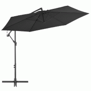 VidaXL Parasol de jardin en porte-à-faux avec mât en aluminium noir Modèle Solaris Horizon Plus - noir 47132