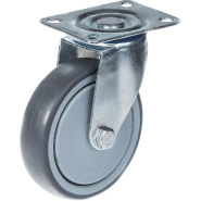 Roulette 125mm 5" à bandage caoutchouc gris, pivotante, forte capacité de 130kg Roulette 125mm 5" à bandage caoutchouc gris, pivotante, forte capacité de 130kg