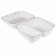 Boîte repas 2 compartiments NOVABOX bagasse blanche 470ml + 300 ml - Menu à emporter - Lot de 400 - blanc Bagasse RKT22 Boîte repas 2 compartiments NOVABOX bagasse blanche 470ml + 300 ml - Menu à emporter - Lot de 400 - blanc Bagasse RKT22