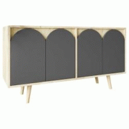Buffet 4 portes en aggloméré Venezia anthracite et chêne Hanah Home - 8684284023935 Buffet 4 portes en aggloméré Venezia anthracite et chêne Hanah Home - 8684284023935