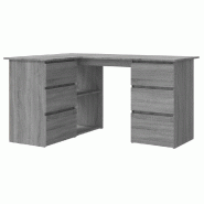 Bureau d'angle Sonoma gris 145x100x76 cm Bois d'ingénierie Modèle Apex Minimal - gris Bois manufacturé 815442