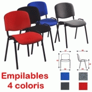 Chaise Empilable - Avec assise mousse confortable Bleu Chaise Empilable - Avec assise mousse confortable Bleu