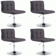 CLP Lot de 4 chaises lounge Palma V2 en Tissu ajustable et pivotant Noir - noir textile 318622