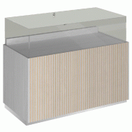 Comptoir T01 vitrine 4 Faces et MDF naturel+noyer clair - 120x60x93cm