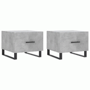 Décoshop26 - Lot de 2 tables de chevets avec tiroir 50 x 50 x 40 cm bois d'ingénierie gris et fer DEC040407 - gris Bois massif 3000264923258
