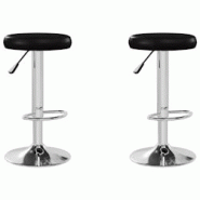 Décoshop26 - Lot de 2 tabourets de bar chaises hautes en PVC noir et acier DEC029806 - noir 3000257567407 Décoshop26 - Lot de 2 tabourets de bar chaises hautes en PVC noir et acier DEC029806 - noir 3000257567407