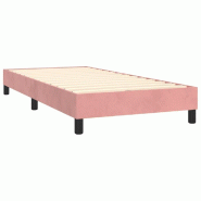Décoshop26 - Sommier à lattes sur pieds cadre de lit 90x190 cm tissu velours rose TDL0206949 - 3001009132690