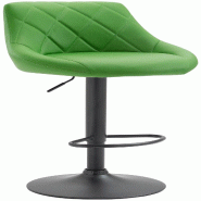 Décoshop26 - Tabouret de bar en synthétique vert pivotant avec repose-pieds métal noir coutures décoratives TDB10584 - noir 3000413469606