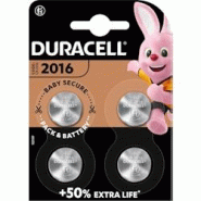 DURACELL piles boutons au lithium spéciales 2016 3V, lot de 4 (DL2016/CR2016) - 4119314