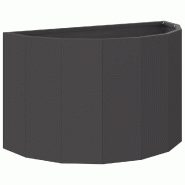 Helloshop26 - Jardinière demi-ronde moderne design extérieur 60 x 30 x 35 cm en acier noir 02_0052936 - noir métal 3000237660128