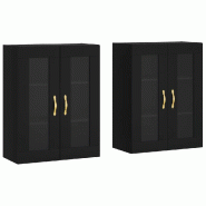 Helloshop26 - Lot de 2 armoires murales pratiques et élégantes 69,5 x 34 x 90 cm en bois d'ingénierie noir 02_0055416 - noir verre 3000238989556
