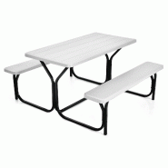 Helloshop26 - Table de jardin avec bancs pour 4 à 6 personnes 137 x 150 x 71 cm usage extérieur et entretien facile style 20_0018815 - 3000232618117