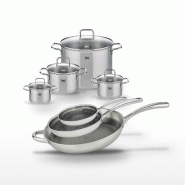 Lot de 3 Poêles Elo Relief Evolution 24/28/32 cm et 4 Faitouts Elo Citrin 14/16/20/26 cm - gris inox 3176239958478