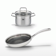 Lot Poêle 24 cm & Faitout 12 cm Elo Relief Evolution - gris inox 3176239956351