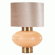 Mauro Ferretti Lampe De Table Perly Glam 33 X 33 X 49 Cm - Pied Sphérique Perle Et Or, Abat-Jour Neutre - Douille E27 40 W - Design Contemporain - mu