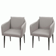 Mendler Lot de 2 chaises de salle à manger HWC-H93, chaise de cuisine fauteuil ~ similicuir taupe-gris - beige matière synthétique 74736
