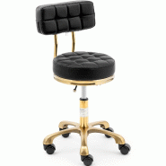 Physa - Physa Physa GELA Tabouret à roulettes avec Dossier Noir 150 kg Hauteur réglable 47-61 cm - noir 4062859191205