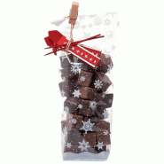 Sachet transparent fond polypro Flocons blancs 10x4x22cm - par 100 - idéal pour biscuits et chocolats
