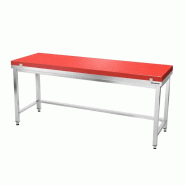 Table de travail en inox 1800x700 mm avec plaque de découpe rouge et renfort PREMIUM - GOLDINOX - gris inox 3701770840687
