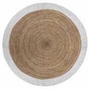 Tapis jute naturel bord blanc D120