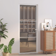 Vidaxl porte intérieure 83x201,5 cm blanc verre esg et aluminium 350585