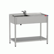 Gasfrit- Évier sous plan avec 1 cuve et 1 égouttoir et robinet inclus deux eaux inox industriel 800 x 500 x 850 mm - inox gf3202sigf2
