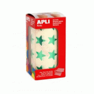 Apli 1416 gommettes étoiles, diam. 19,5 mm, en rouleau, coloris vert métallisé - 8410782120544