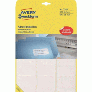 Avery Zweckform Étiquettes adresses, 67 x 38 mm, sur planche - blanc 3348