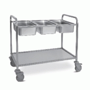 Chariot pour bacs gn professionnel 3x gn 1/1 avec étagère inférieure - P1550