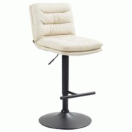 CLP Tabouret de bar Damar similicuir Crème/Noir - beige polyester 322910