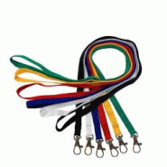 Cordon mousqueton cliquet - IDP10 - Lot de 100 - Largeur 10 mm - 6 coloris assortis