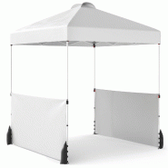 COSTWAY Pavillon pop-up 300x300cm, 2 demi-parois, sac à roues, 8 piquets, 4 ancrages, haubans, sacs sable. - blanc métal ZB34782IT