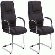 Décoshop26 - Lot de 2 fauteuils de bureau sans roulettes accoudoirs chaise visiteur charge maximale 180 kg en tissu noir cadre en 10_0008620 - noir 3