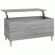 Décoshop26 - Table basse avec plateau relevable 90 x 44,5 x 45 cm bois d'ingénierie gris DEC040115 - gris Bois massif 3000264759154