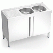 FRICOSMOS Evier à portes battantes 2C,EI 1200x500x850 mm. Dimensions cuve 340x370x150 mm. - inox 051238OST