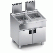 Friteuse gaz 2 cuves 15 + 15 L, structure inox, 30 kW, thermostat sécurité, bac et filtre huile, 80×70×85 cm - 4738