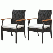 Helloshop26 - Lot de 2 chaises de jardin en rotin PE pour terrasse 61 x 57 x 89 cm assise ergonomique style moderne en marron 20_0020847 - marron 3000