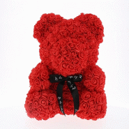 Ours en roses rouge 25x25x32 cm