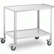 Royal Catering - Royal Catering Chariot de Service à 2 Plateaux - 80 x 57 x 3,5 cm, Capacité 100 kg - Desserte de Cantine - argenté 4062859107725