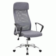 SalesFever Chaise de bureau avec accoudoirs|Tissu de couverture en lin|Cadre chromé|Conception en maille|réglable en hauteur|L62xP60xH118-128cm|gris SalesFever Chaise de bureau avec accoudoirs|Tissu de couverture en lin|Cadre chromé|Conception en maille|réglable en hauteur|L62xP60xH118-128cm|gris