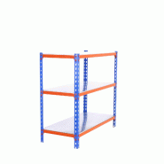 SimonRack Rayonnage métallique, 900x1200x500 mm, 3 niveaux, tablette métallique, 200 kg au point de flexion, Bleu/Orange/Galvanisé - Simonclick - m