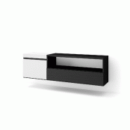 SKRAUT HOME Meuble TV, Banc Télé, 150x45x35cm, Pour les TV jusqu'à 65", Suspendu, Mural, Blanc et noir - blanc Bois manufacturé 54_11