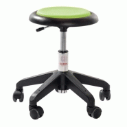 Tabouret professionnel petite enfance - Base plastique - Assise simili cuir vert - Réglable en hauteur - Roulettes - Global Stole Tabouret professionnel petite enfance - Base plastique - Assise simili cuir vert - Réglable en hauteur - Roulettes - Global Stole