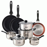 WellHome - Batterie de cuisine 8pc en acier inoxydable avec jeu de 3 poêles Ø16/20/24cm cuivre métallisé en aluminium pressé - multi-matériau PK8177 WellHome - Batterie de cuisine 8pc en acier inoxydable avec jeu de 3 poêles Ø16/20/24cm cuivre métallisé en aluminium pressé - multi-matériau PK8177