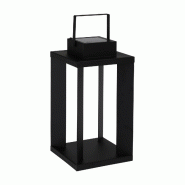 WellHome - Lanterne solaire en métal noir avec 25 LED blanc chaud 22x22x42 cm - noir WH15624