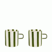 Aulica Tasses à thé rayures vertes - lot de 2 - vert 288601