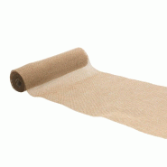 Chemin de table jute rustic beige et blanc 28cm x 5m