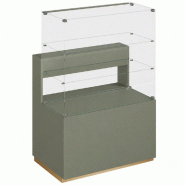 Comptoir vitrine L92xP60xH135cm 2portes couliss.Verre - 2 tiroirs -  vert sauge