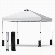 COSTWAY Pavillon pliant pop‑up 3x3m résistant à l’hiver, tente jardin avec sacs à sable, piquets, cordes, sac à roulettes, protection solaire,