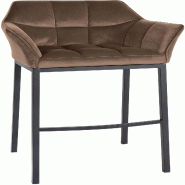 Décoshop26 - Tabouret de bar x1 assise enveloppante capitonnée en velours marron avec structure à 4 pieds en métal noir 10_0006458 - marron métal